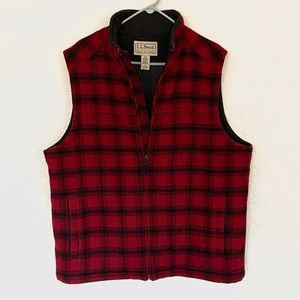 Vintage LL BEAN wool blend check vest L
